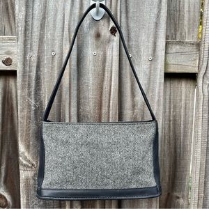 Vintage Coach Bleecker Shoulder Bag 6128 in Black Herringbone Tweed